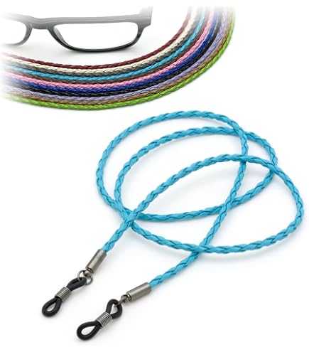 2 Cordini Per Occhiali In Vera Pelle Intrecciata – 2 Stili (tondo E Intrecciato), Nero, Con Anelli In Gomma, Per Uomo E Donna, Universali