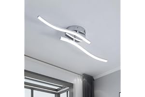 Dorlink Lampara Techo LED 2 Luces, 14W 1260LM Lampara Techo Dormitorio, 6500K Plafon LED Techo Ondas, Lamparas de Techo Salón Plata, Lamparas Techo Aluminio para Cocina, Comedor, Ø52CM