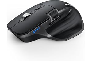 TECKNET Ratón Inalámbrico, 3 Modos (BT 5.0/5.0+2.4G) Recargable Ratón Bluetooth Silencioso con Rueda de Desplazamiento Lateral, 6 Niveles dpi Ajustables Compatible con Windows, macOS, PC - Negro