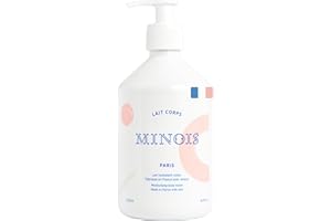 Minois Paris - Lait Corps Hydratant Bébé Format Familial - Nourrit, Protège, Non Gras - Propriétés Adoucissantes et Apaisantes - 98,7 % D'ingrédients D'origine Naturelle - Made in France - 500ML