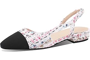 MIRAAZZURRA Escarpins à bride arrière pour femme - Bout rond fermé - Talon bloc - Bicolore - Décontractées - Chaussures de bureau