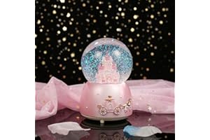 XGOPTS Schneekugel Verträumt Weihnachtspieluhr Prinzessin Schneewirbel Schneeflocken Spieluhr Melodien Glitzerkugel Musik Licht Musikbox Rosa Schüttelkugel Damen Geschenk Geburtstag Valentinstag