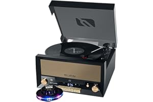 gef-roy Système Chaîne HiFi - Muse MT-110B - CD 20W avec Platine Vinyle - CD/FM/USB/AUX - 33/45/78 Tours - Lumière OVNI