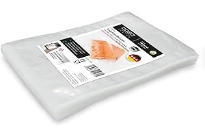 ‎CASO CASO Siegelrandbeutel 15 x 20 cm, 70 mμ, 100 Stück, ausschließlich für Kammer-Vakuumierer, glatte Oberfläche, stabile Schweißnaht, BPA-Frei, Sous Vide, Made in Germany