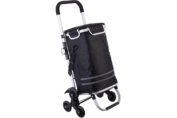 Hopfällbar trappklättrande shoppingvagn med kylfack, 46 l, 25 kg