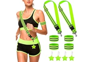 YANSYUN Reflektoren Kleidung Set Beinhaltet 2 Reflektor Gürtel mit Verstellbaren und 4 Reflektorband und 4 Reflektor Anhänger für Kinder & Erwachsene & Hundewandern & Outdoor Sports