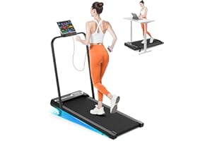 bigzzia Treadmill Collapsible with Slope, 4-in-1 Treadmill for Home with 7% Slope, 2.5HP Electric Treadmills Under Desk, 130kg Capacity, with Remote Control