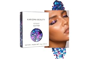 KARIZMA Mermaid Glitter. 10g Chunky Face Glitter, Hair Glitter, Eye Glitter and Body Glitter for Women. Rave Glitter, Festival Accessories, Cosmetic Glitter Makeup. Loose Glitter Set