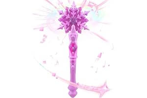 Funmo Baguette de Flocon de Neige Lumineuse, Bâton Lumineux LED Princesse avec Son, Baguette de Fée Flocon de Neige Enfant Filles Princesse Fournitures de Fête Costume Cosplay Accessoires