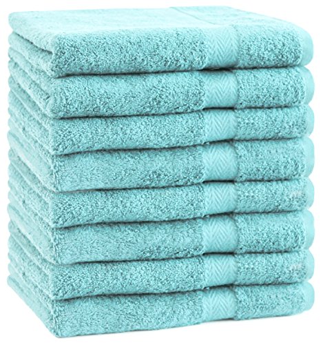 Betz 8 Stück Handtücher Set Handtuch Premium 100% Baumwolle 8 Stück Handtuch Größe 50x100 cm Farbe türkis