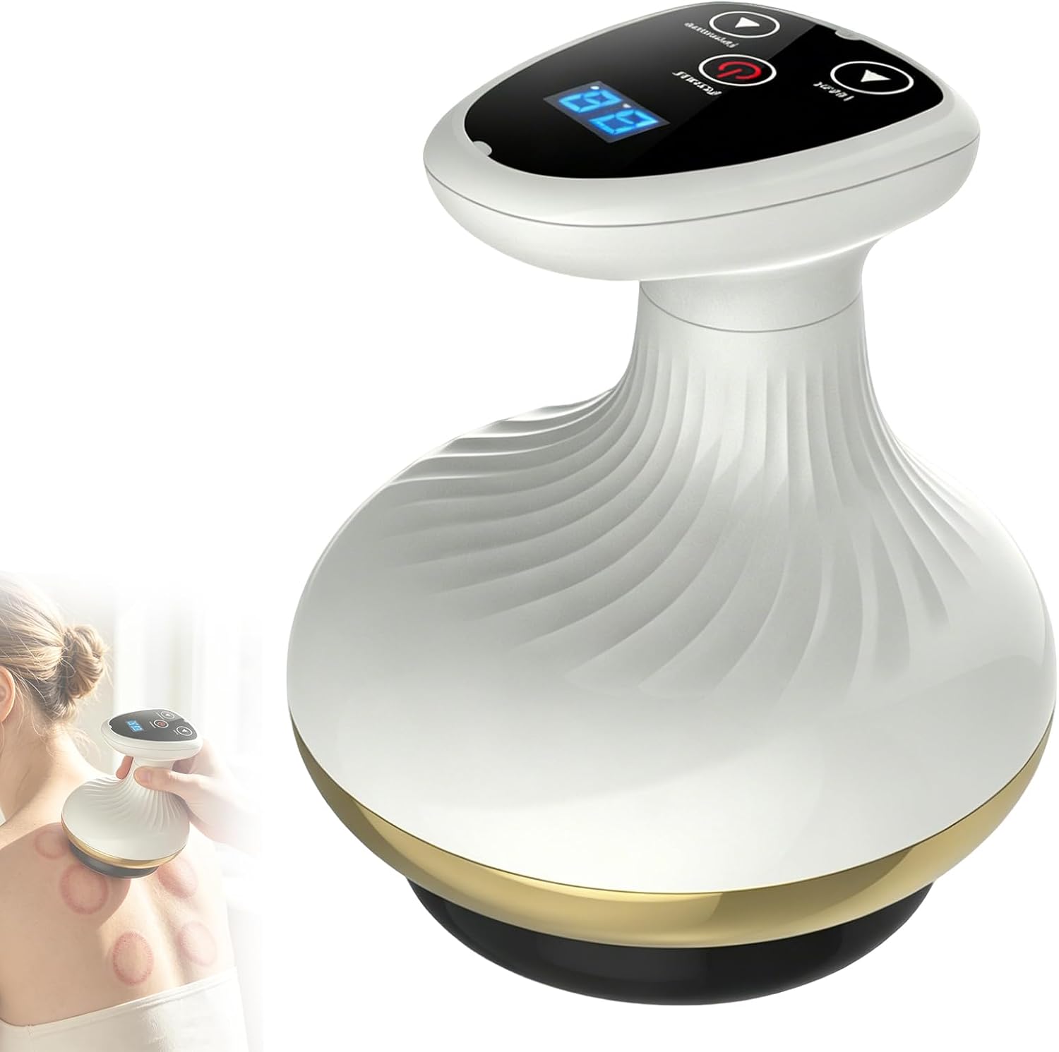 Masaje 4 en 1 masajeador contra celulitis, vacío y Gua Sha eléctrico, 9 niveles de calor, 9 niveles de succión, piel más firme y mejor circulación sanguínea, masaje profundo con calor, para uso en