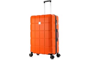 ATX LUGGAGE EST. 1991 ATX Luggage Large Suitcase on 4 Dual Spinner Wheels Super Lightweight ABS Hard Shell Hold Check in with Built-in TSA Lock(Orange, 110 Liter)