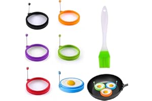 EULAPGOE 6 sztuk foremek do jajek sadzonych, 10 cm, silikonowe, nieprzywierające, z uchwytami, odporne na wysokie temperatury, do pasztecików hamburgerowych, deserów