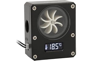 PISSENTE Flow Indicator, Water Flow Meter PC Water Cooling Meter 12V Small 3pin Interface G1/4 Thread Acrylic Rustproof Computer Flow Meter for PC Black (Black)