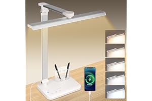HABOWN® Lampada da Scrivania LED,Lampada da Tavolo Con Touch Control protezione degli occhi Pieghevole, Timer e modalità di lettura，5 colori e 10 Livelli di Luminosità per Ufficio, Cameretta Nero
