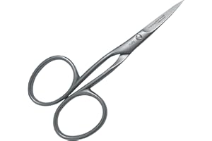 TENARTIS Ciseaux pour Gaucher en Acier Inoxydable avec Lames Courbes à Broder, Ongles, Envies et Cuticules - Fabriqués en Italie