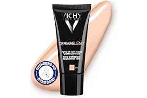 Vichy, Dermablend, Fond de Teint Fluide Correcteur, Longue Tenue 16H, Haute Couvrance, Adapté aux Peaux Sensibles Normales à Sèches, Teinte : Opal 15, 30 ml