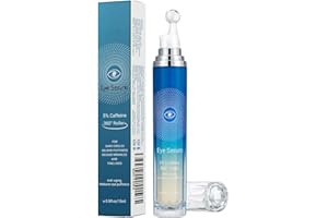 Ofanyia Sérum pour les yeux à la caféine, crème roulante pour les cernes et les poches, réduction des rides et des ridules, sérum roulant pour les yeux avec boule de massage à 360°