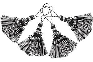 BEL AVENIR 4 Pack Handmade Elegant Polyester Tassel Colorful Tassels for Key Chain Straps DIY Decorative Accessories (Black)