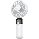 Warmco K70 Taşınabilir Şarjlı El Vantilat&ouml;r&uuml; 2400mAh 360&deg; D&ouml;ner Başlıklı Standlı Dijital Ekranlı Soğutucu Fan Beyaz