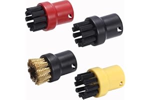 HUAYUWA 4 Stück Handwerkzeug-Düsen-Borstenbürsten, runde Reinigungsbürsten, Ersatz für Kärcher SC1, SC2, SC3, SC4, SC5, Dampfreiniger-Zubehör (Gelb + Rot + Schwarz + Kupfer)