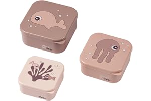 Done by Deer Snackbox Set 3-er Pack Sea Friends Rosa - Praktischen Snackboxen in drei verschiedenen Größen - Box: 100% PP, Deckel: 100% PE in Lebensmittelqualität