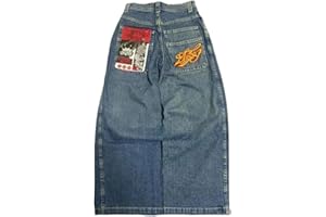 ORANDESIGNE Jeans Y2K Homme Taille Basse Printed Pants Pantalon Unisexe Pantalon Cargo Décontracté Imprimé Hippie Streetwear