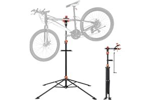 VEVOR Pied d'Atelier Vélo Pliable Charge 36,3 kg Support de Réparation de Vélo Réglable en Hauteur Pince Pivotant 360° Stand de Bicyclettes avec Porte-Outils pour Entretien Montage Vélos Électriques