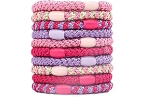 AWLVE Kknekki Haargummi Original Damen Hair Ties, 10 Stück Modische, Cotton Bands Soft Woven Haarklammer Zopfgummis Schlichte Geflochtene Haarbänder für Geeignet für Dickes Haar (Rosa gemischt)