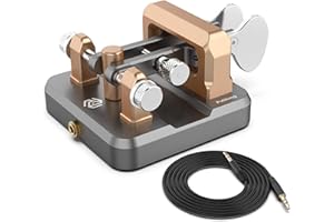 Putikeeg CW Morse, touche télégraphe, bouton radio amateur CW, machine à code Morse, clavier télégramme, émetteur de code Morse, touches CW double levier (gris et doré)