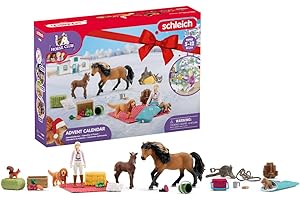 schleich 98982 HORSE CLUB Adventskalender 2023, Spielzeug Adventskalender mit 2x schleich Pferde Figuren, 1x Reiterin, 1x Hun