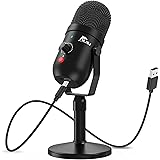 NJSJ USB Microphone for Recording and Streaming on PC and Mac Game Streaming,Skype Calls,Youtube,Plug and Play,Headphone Outp