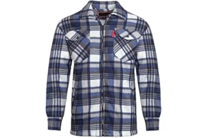 GENERIC Mens Padded Lumberjack Flannel Shirt Jacket – Sherpa Thick Quilted Check Work Shirt Coat with Sherpa Faux-Fur Lined Hood or Collar Heavy Duty Workwear Unisex Casual Top S-5XL