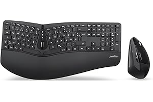 ‎PERIXX Perixx Periduo-605 Kabelloses Ergonomisches Tastatur- und Vertikalmaus-Set, Geteiltes Tastenfeld, 4-Wege-Scrollrad, Anpassbare Handballenauflage, Flache Tasten. QWERTZ | DE-Layout