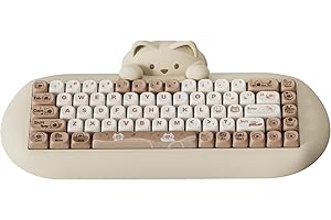 YUNZII C68 Teclado Mecánico Inalámbrico, 65% Teclado Gaming Hot Swap PBT, Tri-Mode BT5.0/2.4G/Wired, RGB Backlit NKRO, Silicone Kawaii Cat Ergonomic Teclado Mecanicofor (Marrón, Milk Switch)