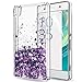 Produktbild Xperia XA Hülle, Sony Xperia XA Glitzer Hülle mit HD-Schutzfolie, LeYi süße Mädchen Frauen Glänzende Flüssig Bewegende Treibsand Transparent TPU Silikon Handyhülle für Sony Xperia XA ZX Purple