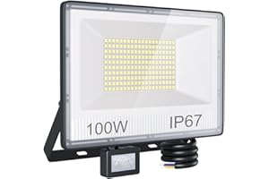 ANNIFUNLY Focos LED Exterior con Sensor de Movimiento - 100W 10000LM Foco Led Exterior IP67 Impermeable Foco Proyector LED, Floodlight 6500K Blanco Frío para Garaje Patio Terraza Jardín