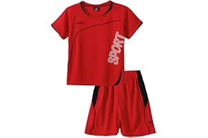 Jowowha Enfant Garçon Survêtement de Sport 2 Pièces Jogging Running T-Shirt Décontraction Casual et Short de Sport Fitness Course Gym Bas de Sport Haut Football 7-14 Ans