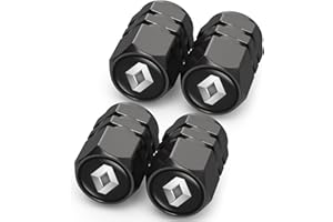 LABSTANDARD Legiertes Auto Ventilkappen,4pcs Ventilkappen mit Logo Auto Reifenventil Kappe Staubkappen Zubehör für Autoreifen Kompatibel für Renault Koleos Kadjar Talisman Captur Espace Clio Megane,Schwarz