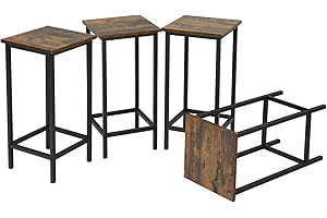 LIFEZEAL Juego de 4 taburetes de bar, taburete alto con reposapiés, silla de bar con marco de hierro, taburete para cocina, bar, cafetería, 30x 30 x 65 cm (65 cm)