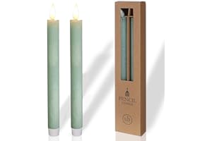 ‎COMFORDER COMFORDER Echtwachs LED Kerzen mit flackernder Flamme (2er Set), elektrische Stabkerzen mit Timerfunktion, (Eukalyptusgrün)