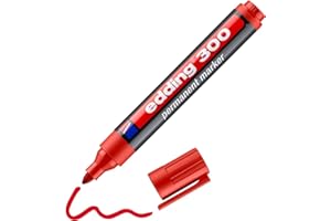 edding 300 Marqueur permanent - rouge - 1 stylo - pointe ronde 1,5-3 mm - sèche vite, résiste à l'eau et aux frottements - pour carton, plastique, bois, métal, verre