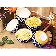 Lyallpur Stores Ceramic Studio Pottery Serving Bowl Set Olive Blue & Yellow Color (Pack of 6, Round) for Snacks, Cereal, Serving Dessert | Microwave and Dishwasher Safe Bowls - 180 ML Capacity