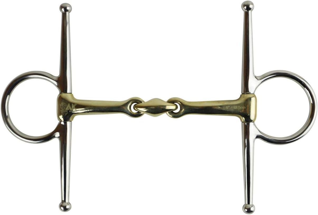 AK Full Cheek Bit with Double Jointed Lozenge in German Silver Horse Riding Bits AKRS-2609 (5.25'', German-Silver)
