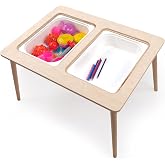 ROZİTOYS Montessori Ahşap Aktivite Masası Seti &ndash; Kapaklı Y&uuml;zey, Saklama Hazneli, Doğal+Beyaz (&Ccedil;ift Saklama Alanlı) (Sadece Ma