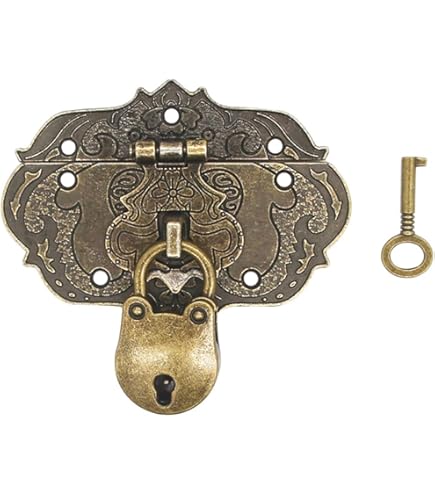 2x Chiusure Antiche In Ferro Bronzo - Per Mobili, Casse, Cassetti, Stile Vintage - Foto 11