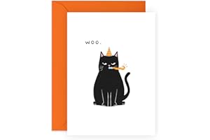 Central 23 Funny Cat Birthday Card - Woo Grumpy Cat - Sarcastic Birthday Cards For Men Women - Cheeky Gift For Cat Lovers - For Sister Brother Friends - Comes With Stickers