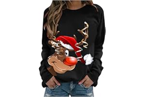DEAAMYGLINE Weihnachtspullover Damen Langarmshirt- Pullover Weihnachten Damen Sweatshirt - Weihnachtsshirt Damen Langarm Weihnachtsmotiv Weihnachtspulli Weihnachts Oberteile T-Shirts für Frauen Teenager Mädchen