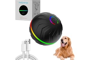 KOLGEIKJ Interactive Dog Ball Toys, 2025 New Vibrating Dog Ball Moving Dog Ball with LED Flash Light, Interactive Pet Toy Automatic Rolling Ball, Smart Self-Moving Ball for Medium and Large Dogs (Black)