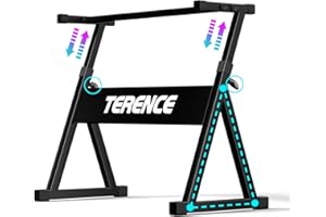 TERENCE Soporte para Pianos digitales teclado Forma Z triangular Altura ajustable de nivel 7 con 57 - 80 cm Montaje simple Adecuado para piano de 61/88 teclas Sala de conciertos al aire libre